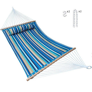 Hot selling outdoor garden swing bed folding high quality hanging cotton with stand portable quilted patio straight hammock