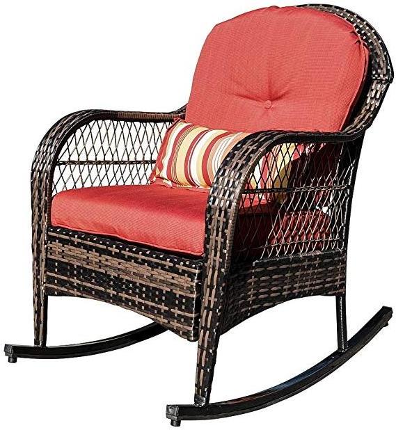 Outdoor Wicker Rocking Chair Rattan Outdoor Patio Yard Furniture All- Weather with Cushions Replacement