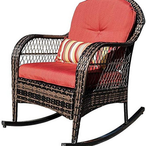 Outdoor Wicker Rocking Chair Rattan Outdoor Patio Yard Furniture All- Weather with Cushions Replacement