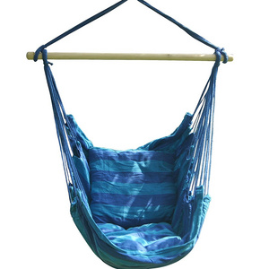 Danlong Brazilian Boho Cotton Canvas Hammock Chair Swing Hanging Hammock With 2 Pillows and Wooden