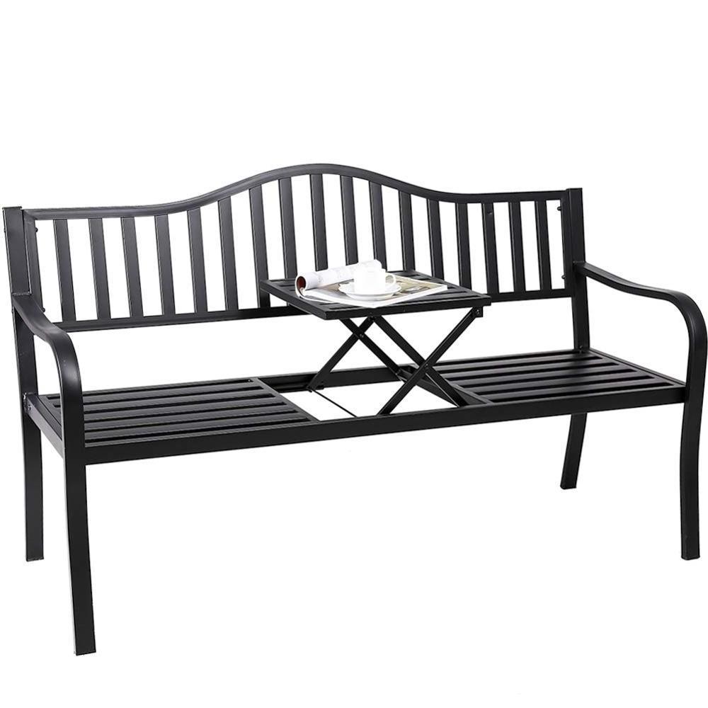 Garden Indoor Mental Bench for 2 Person Outdoor Patio Chair with Middle Table