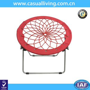 Folding Round Bungee Chair Steel Frame Camping Hiking Beach Chair