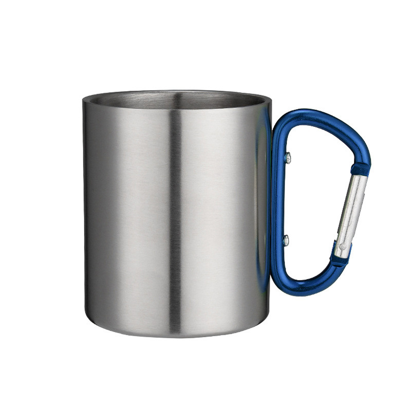 Stainless Steel Espresso Cups Outdoor Water Stainless Steel Pint Cup Camping Carabiner Cups with Hook