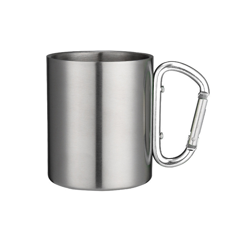 Stainless Steel Espresso Cups Outdoor Water Stainless Steel Pint Cup Camping Carabiner Cups with Hook