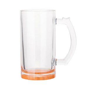 Wholesale Elegant Sublimation Drinking Glass Customized Color Glass Beer Stein 0.4L With Colorful Bottom