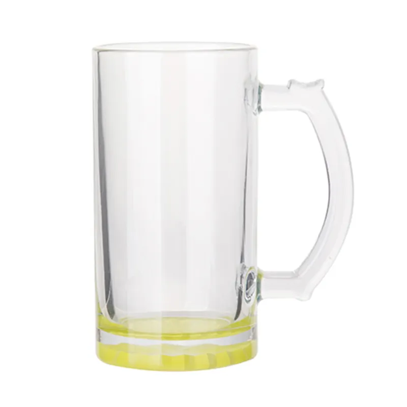 Wholesale Elegant Sublimation Drinking Glass Customized Color Glass Beer Stein 0.4L With Colorful Bottom