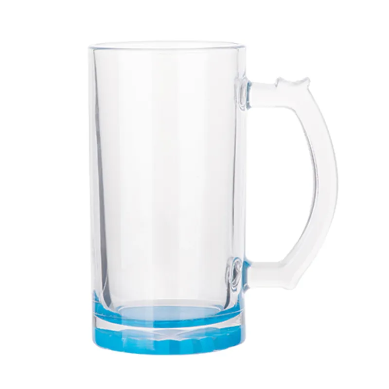 Wholesale Elegant Sublimation Drinking Glass Customized Color Glass Beer Stein 0.4L With Colorful Bottom