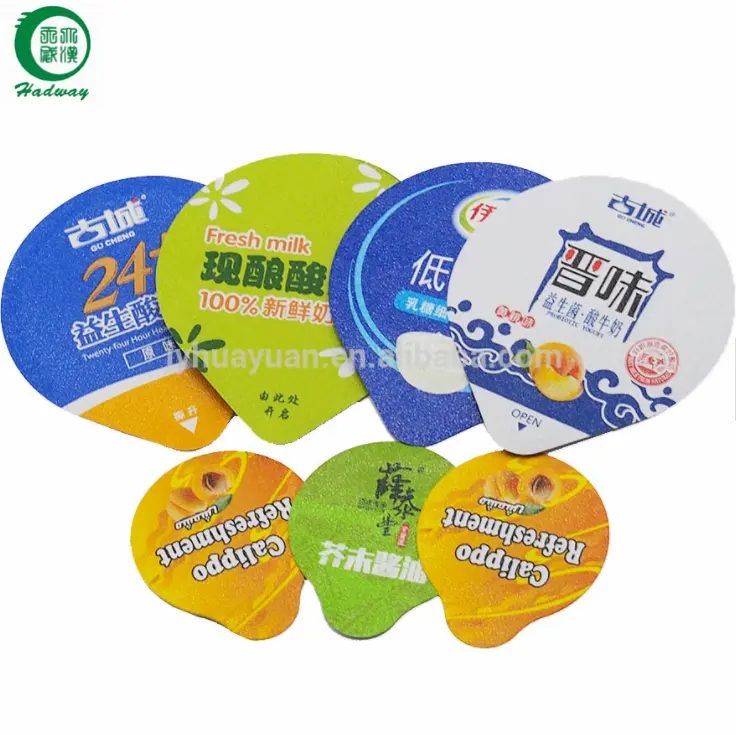 Embossed aluminum foil sealing lids for yogurt cups