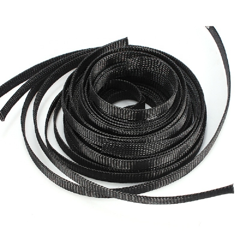 Heat Resistant Expandable Wire Protection Braid Sleeving Cable Black PET Braided Cable Sleeve