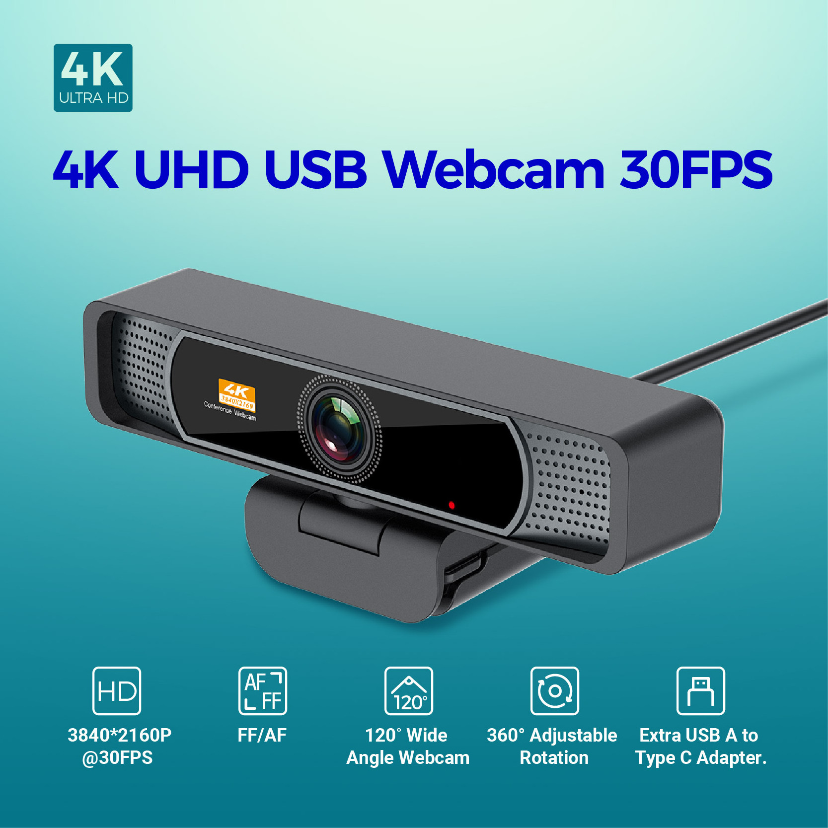 3840*2160p UHD Webcam USB Webcam Camera 4k 30fps PC Camera USB Webcam 4k With Microphone