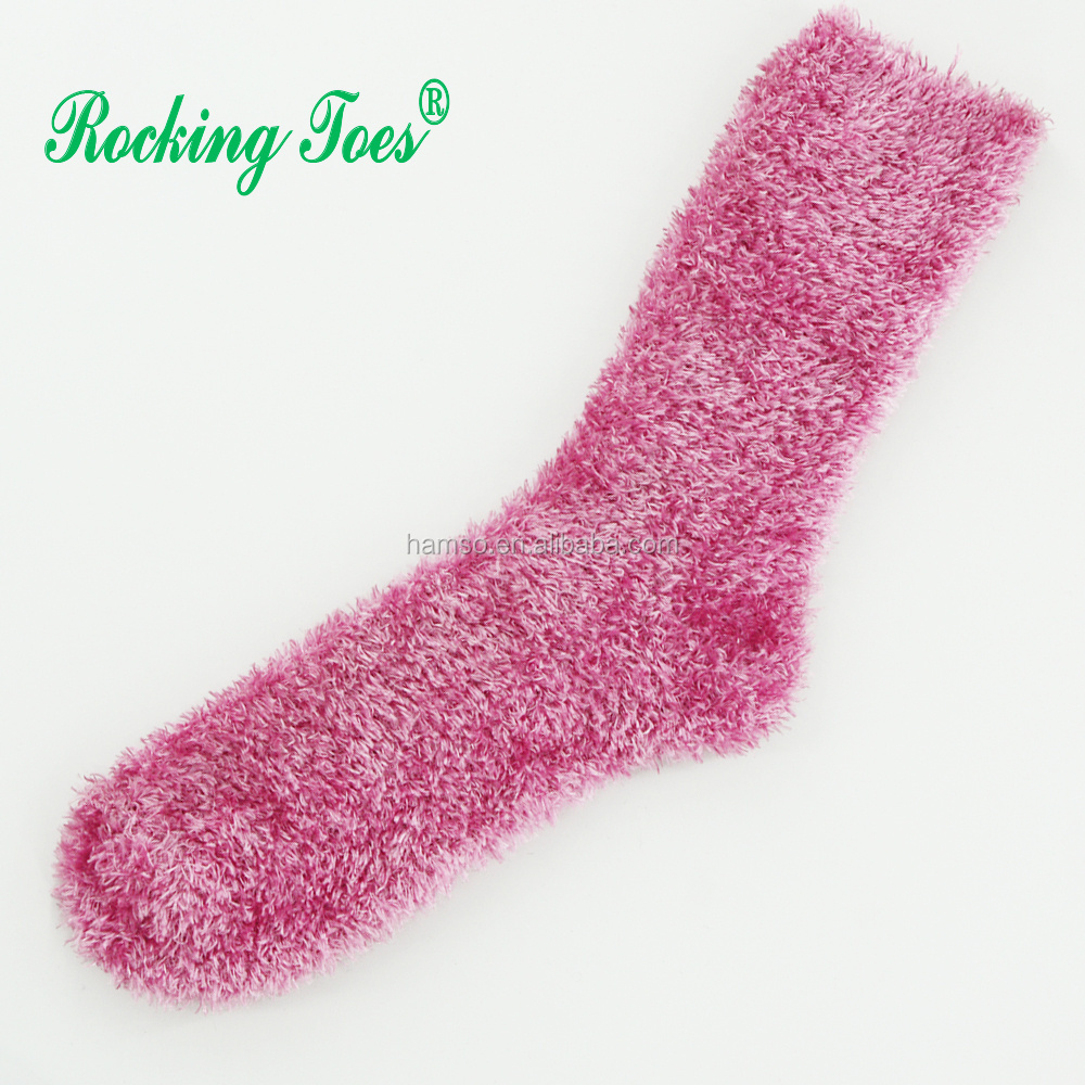 women warm cozy feather yarn custom fuzzy socks