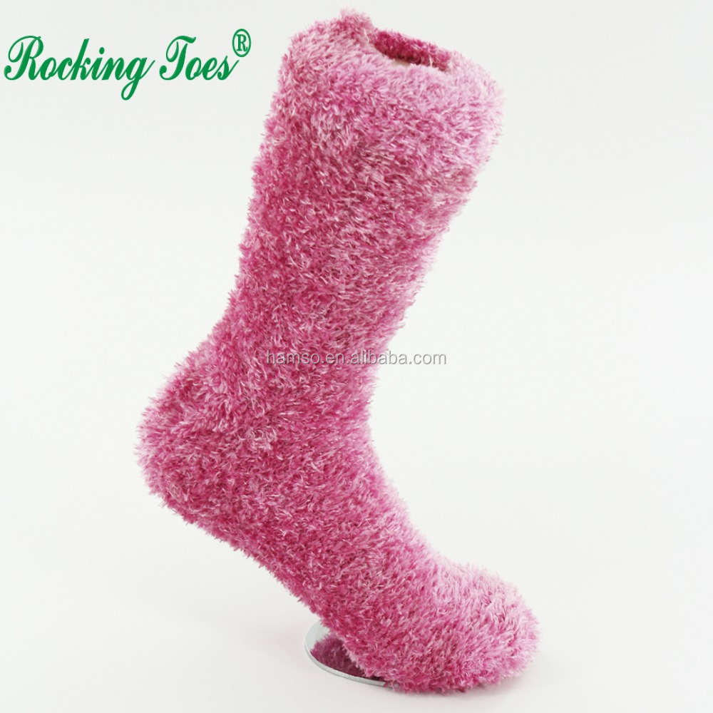 women warm cozy feather yarn custom fuzzy socks