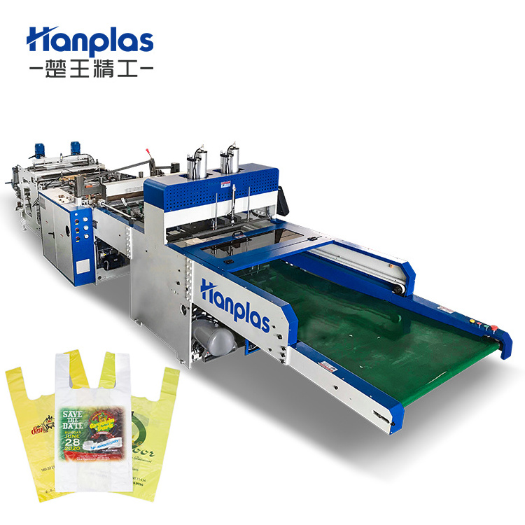 HP-2VA HP-TS-20AUSR Hanplas HDPE LDPE PE Polythene vest Shopping Bag Plastic Carry T-Shirt bag making machine