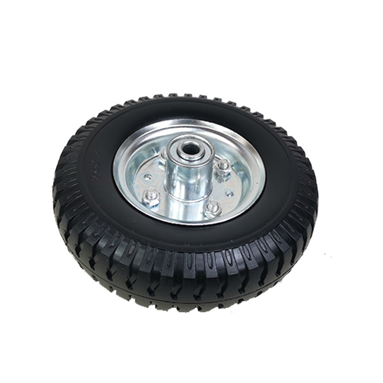 8 inch PU foam tire with steel rim for heavy duty trolley baby cart wheel small cart 2.50-4