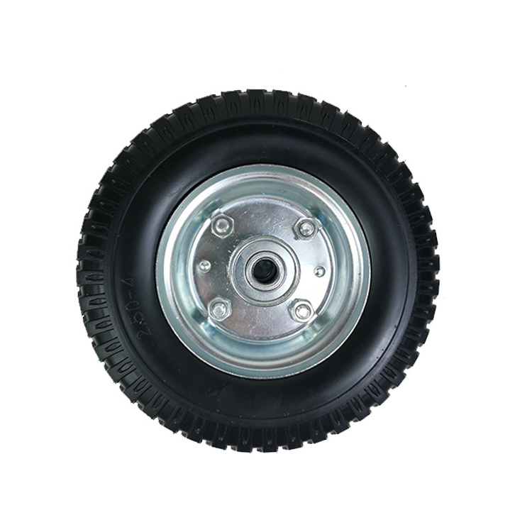 8 inch PU foam tire with steel rim for heavy duty trolley baby cart wheel small cart 2.50-4