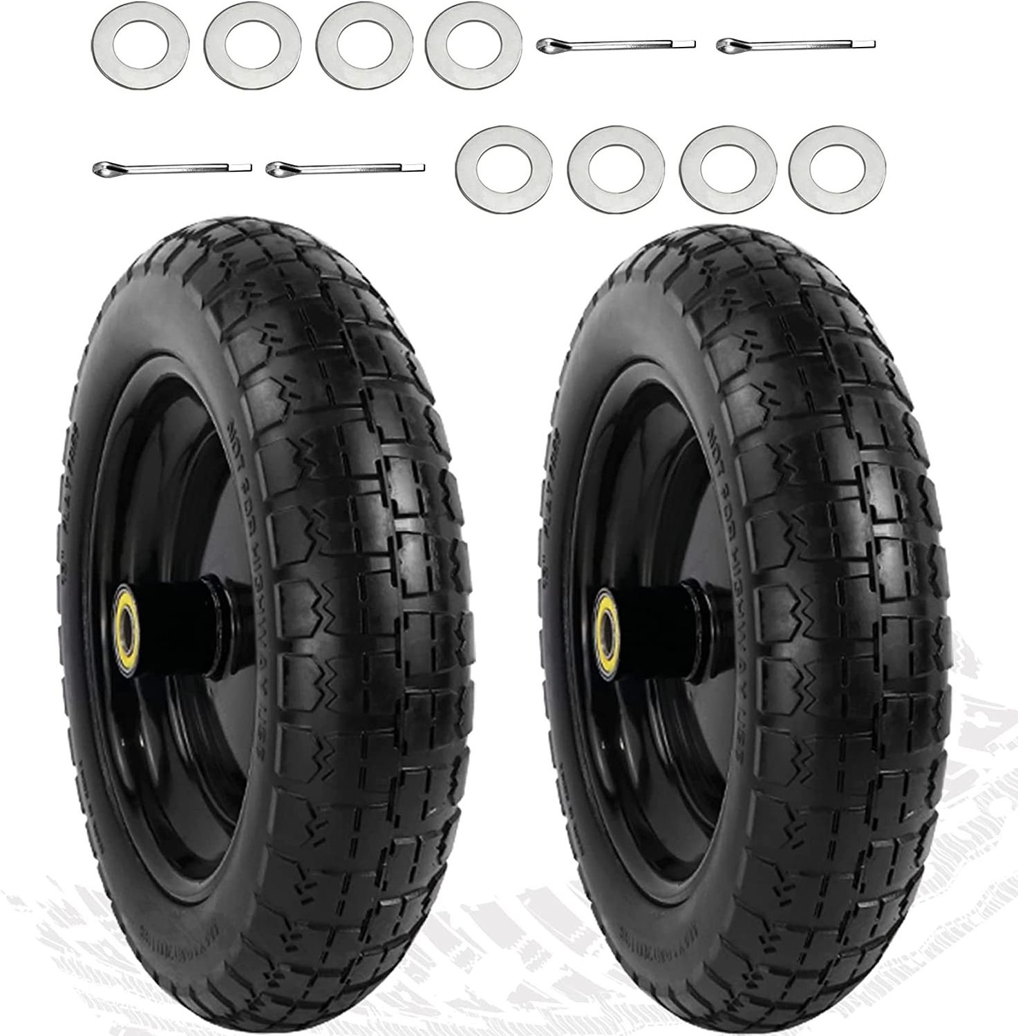 HKT1007 amazon upgraded no flat rubber wheels compatible with gorilla cart solid polyurethane tires 13'' flat free wheels