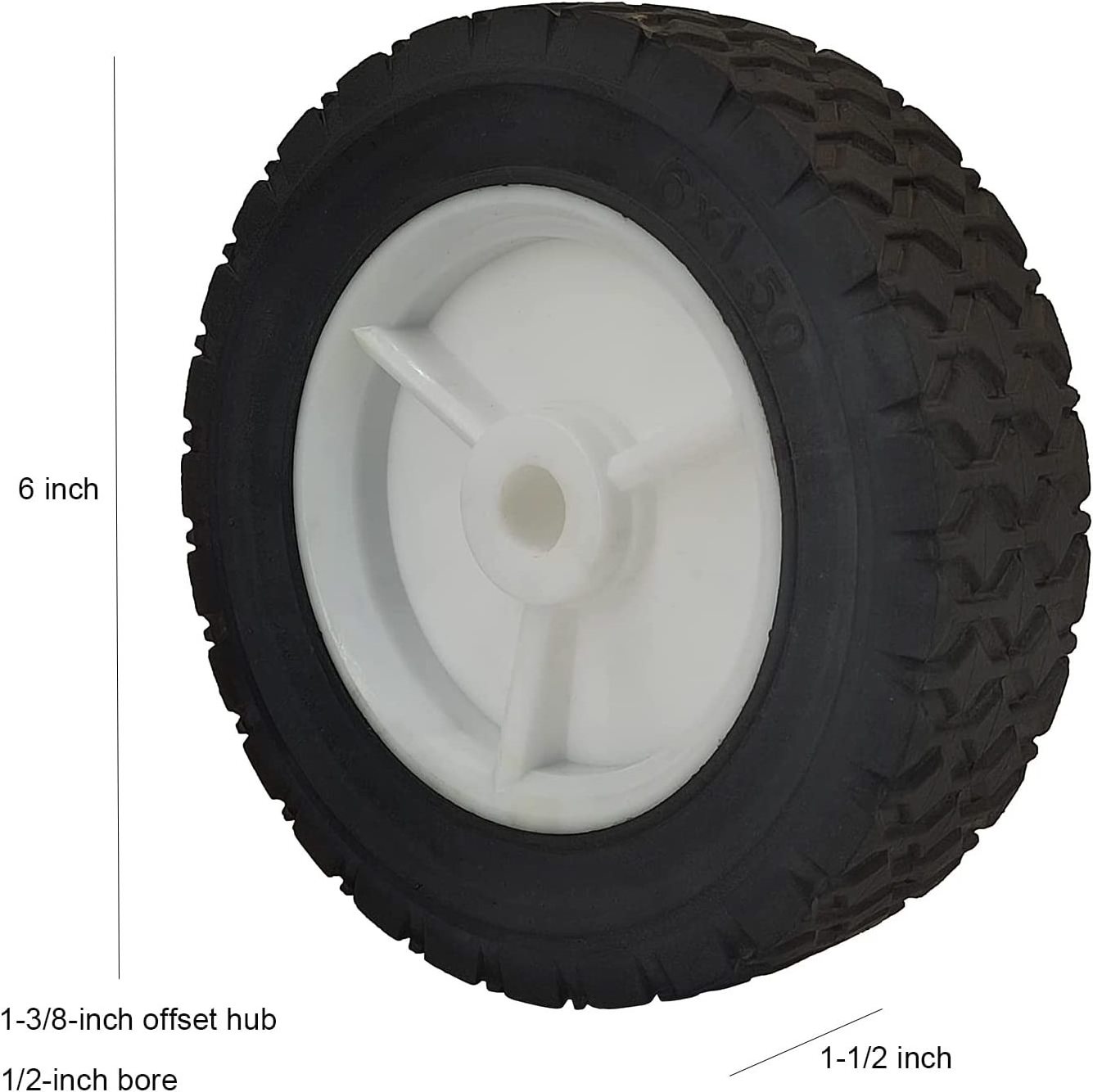 HKT1057 wholesale US 6 inch plastic fits 6x1.5 semi-pneumatic rubber wheel for Hand Trucks, lawnmowers, Utility carts Universal