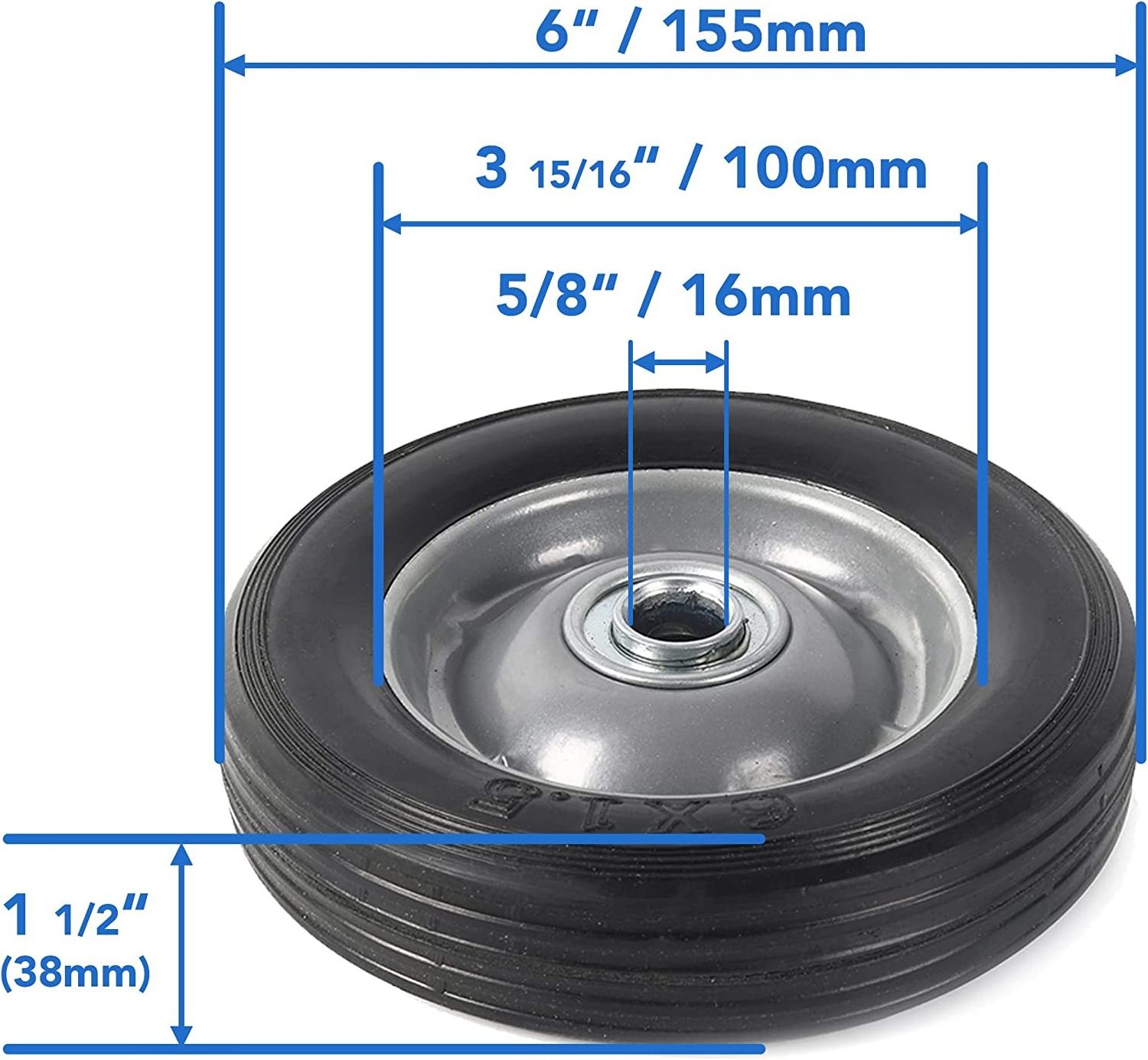 HKT1062 wholesale heavy duty solid rubber 5/8