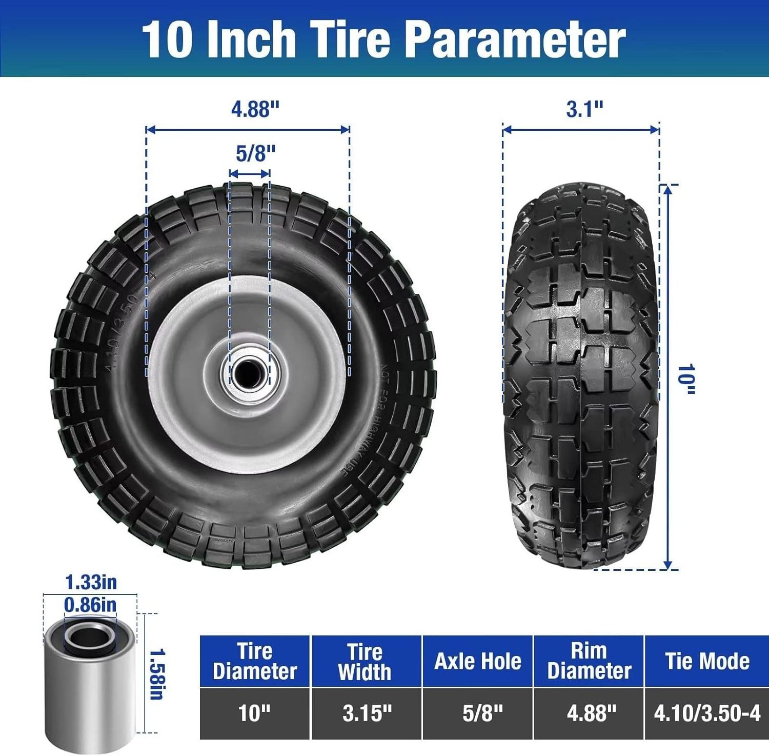 HKT1428 promotion Wheelbarrow/Garden Wagon Carts 4.10/3.50-4 Tire with 5/8 Ball Bearings 10