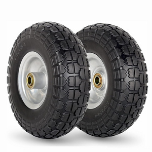 HKT1437 4.10/3.50-4" Flat Free Tire and Wheel 10" Heavy Duty Solid Tire 5/8" 10x3.50-4 flat free tires 10inch pu foam wheels