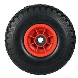 HKT1446 wholesale rubber Foam Flat Free PU Wheels for lawn and garden tool carts 10 inch solid PU polyurethane tires