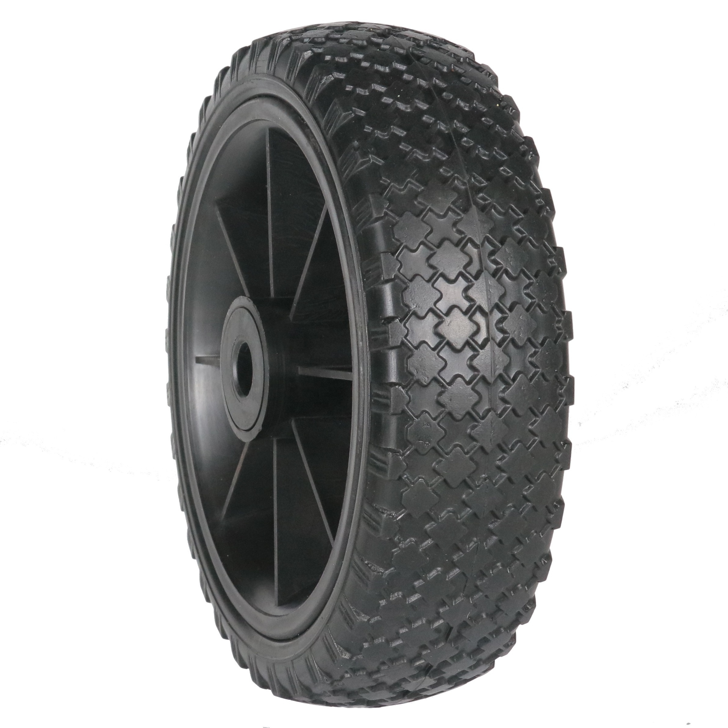 HKT1468 220mm puncture proof metal rim rib pattern hand truck wheel 2.50-4 flat free tires 8 inch pu foam wheels