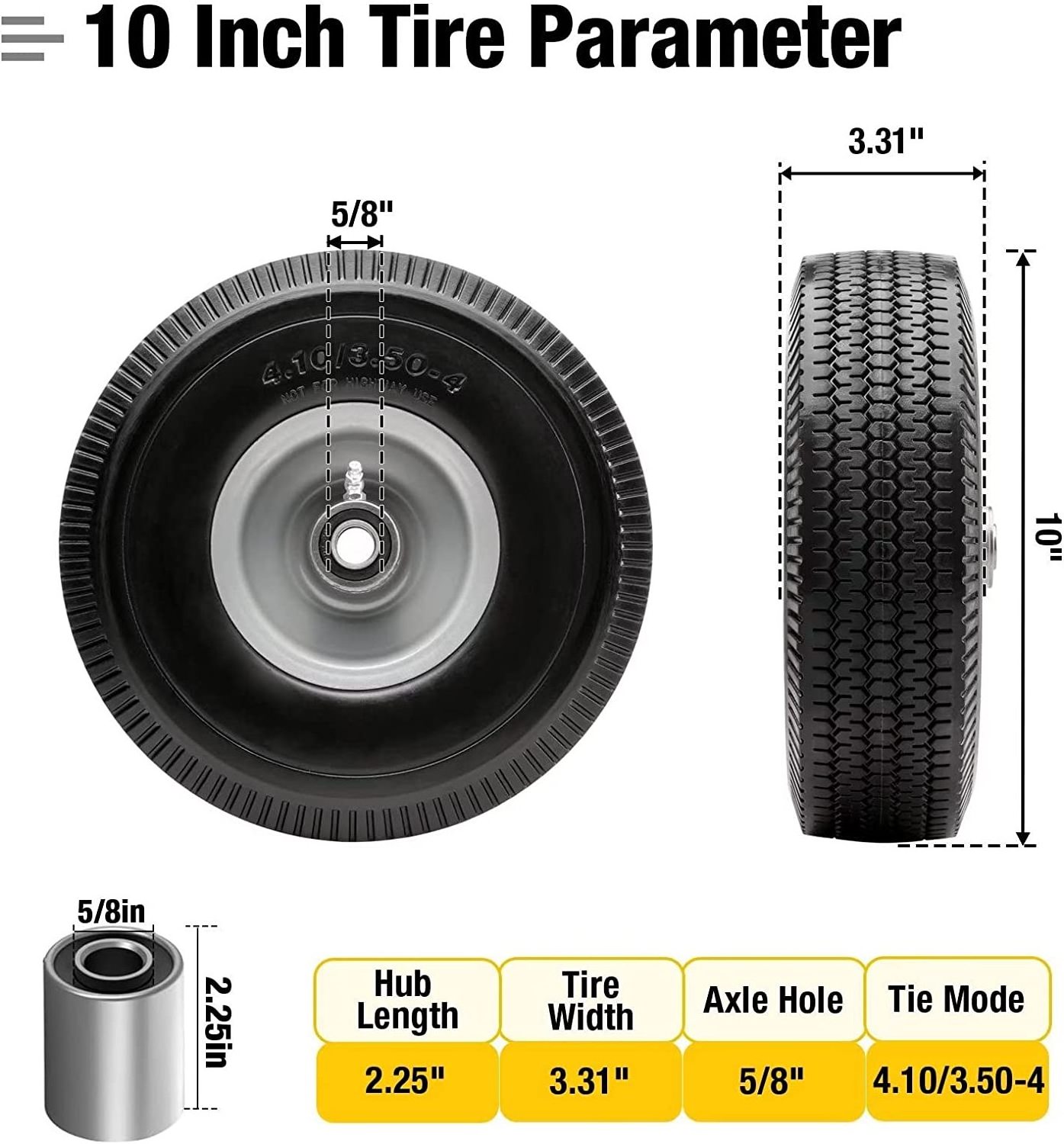 HTK1165 wholesale 4.10/3.50-4 Air Less Tires 10