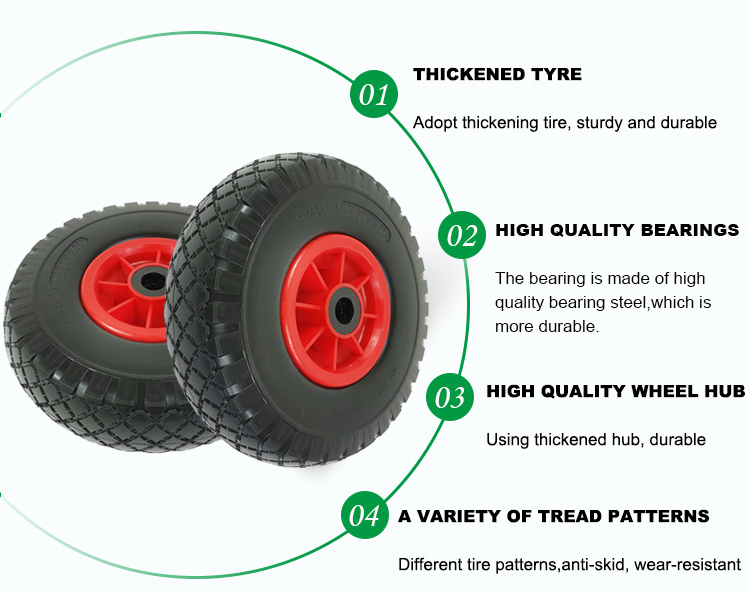 HKT1048 high quality heavy load capacity spare garden cart wheel with valve pneumatic air filled wheelbarrow tyre 4.80 4.00-8