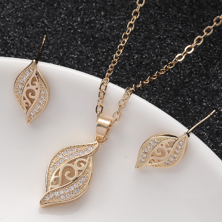 Luxury Jewelry 18K Dubai Gold Plated Necklace Earring Set African Wedding Jewelry Set