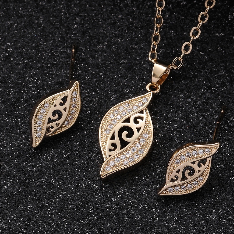 Luxury Jewelry 18K Dubai Gold Plated Necklace Earring Set African Wedding Jewelry Set