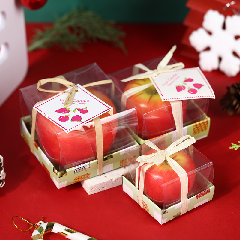 Christmas Red Apple Paraffin Wax Candle for Home Decor,  Apple Shape Candle with Separated Package For Christmas