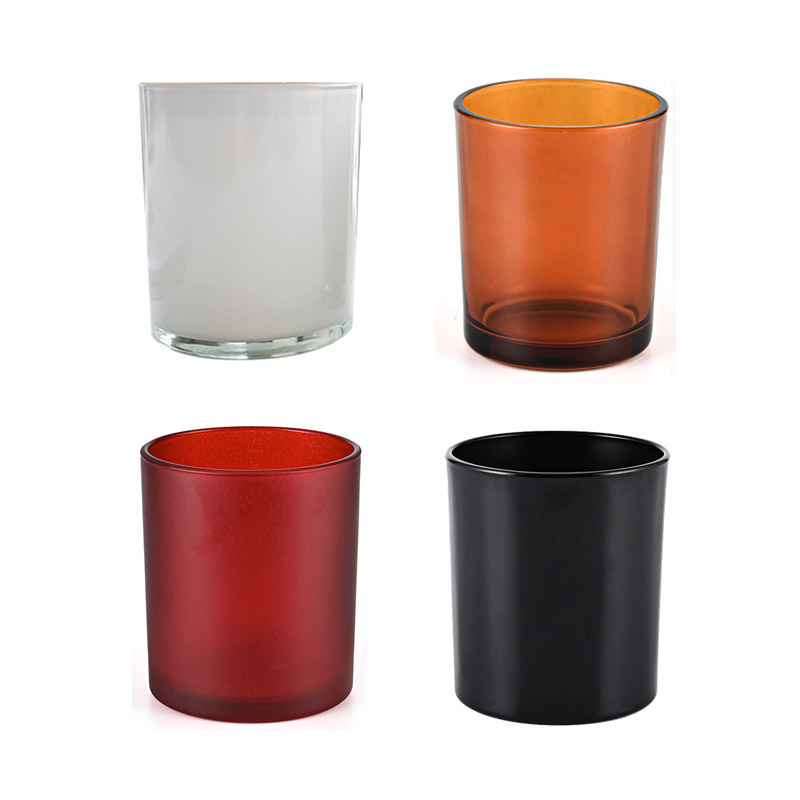 Low MOQ wholesale White Glass Candle Jars with Wooden Lid ,Transparent Amber Black  Empty Candle Jars for Making Candles