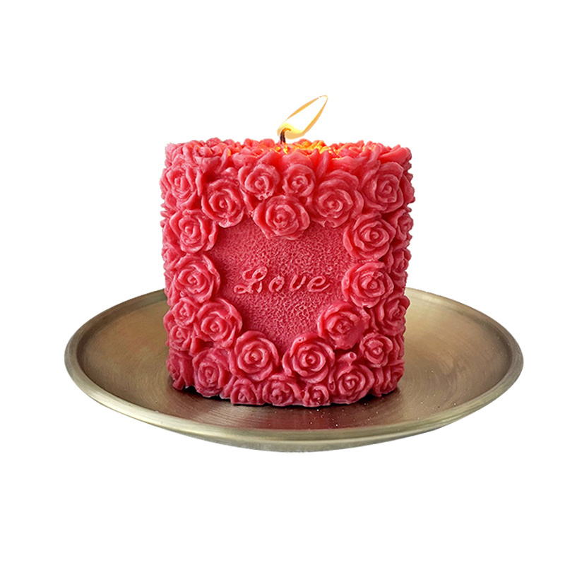 3D Silicone Valentine Flower Rose Pillar Candle Molds For Cake Soap Candy, Rose Pillar Ball Candle Mold For DIY Candle MakinG