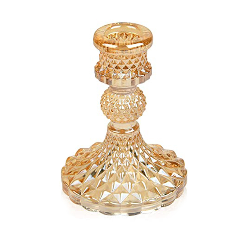 Glass Diamond Candle Holders Set, for Wedding Decoration Festival Party Taper Candle Holders