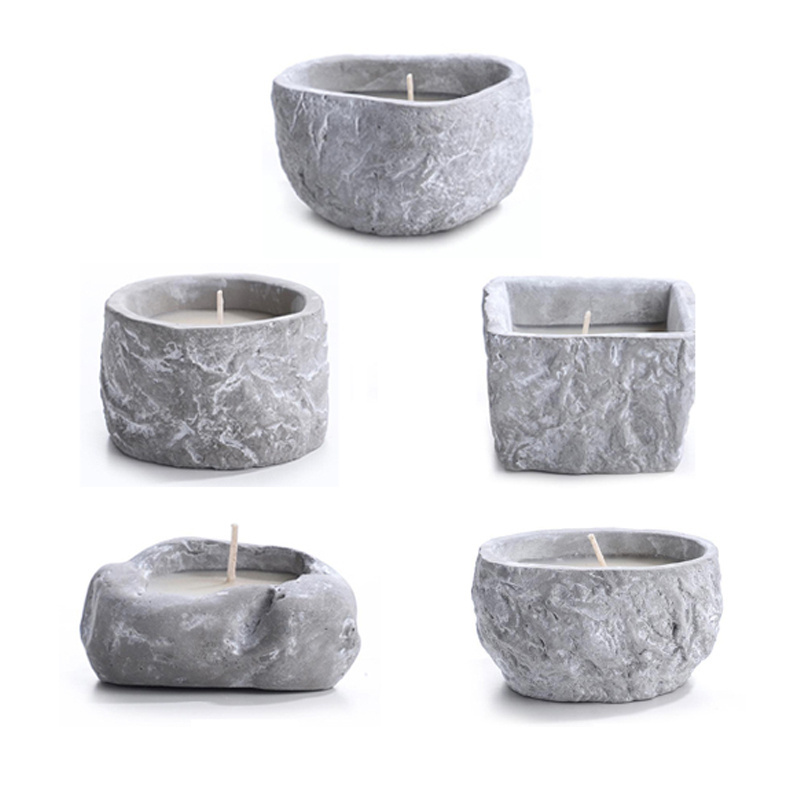 Cement Concrete Stone Design Candle Jar For Candle Making, Wholesale Custom Empty Nordic Concrete Frosted Candle Jars