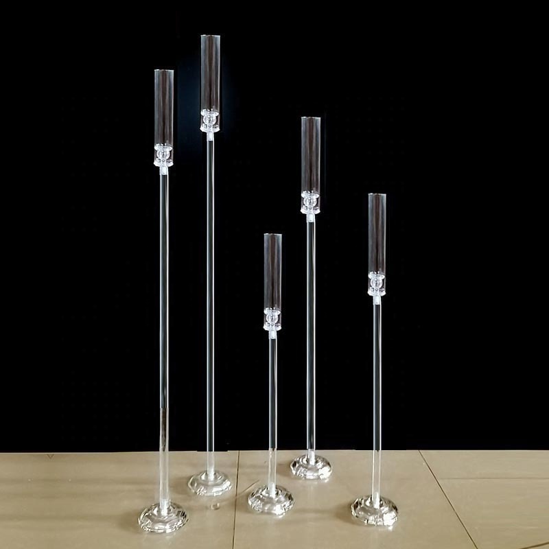 Customize Tall Clear Acrylic LED Candle Holder for Table Centerpiece, Acrylic Candlestick Holders for Wedding Living Room Decor