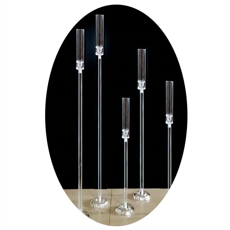 Customize Tall Clear Acrylic LED Candle Holder for Table Centerpiece, Acrylic Candlestick Holders for Wedding Living Room Decor