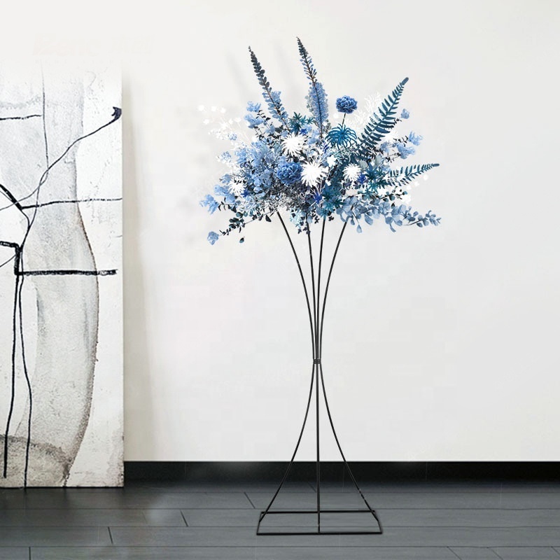 Customize Tall Floor Vase Geometric Wedding Centerpieces for Tables,  Metal Floor Vase Black Flower Stand for Wedding