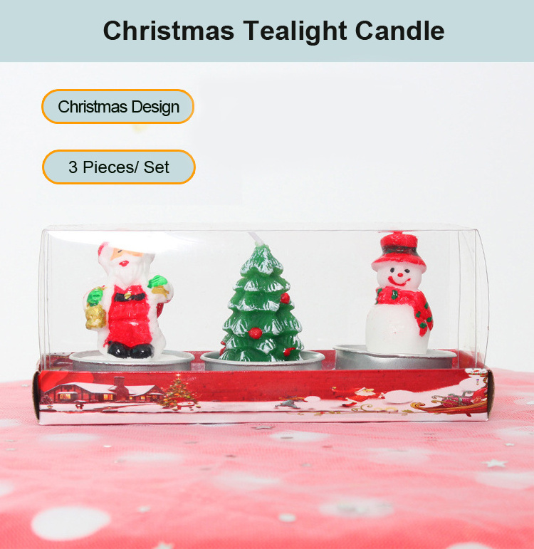 Handmade Delicate Santa Claus Snowman Santa Hat Tealight Candles For Christmas Decor, Christmas Tree Tealight Candles For Home