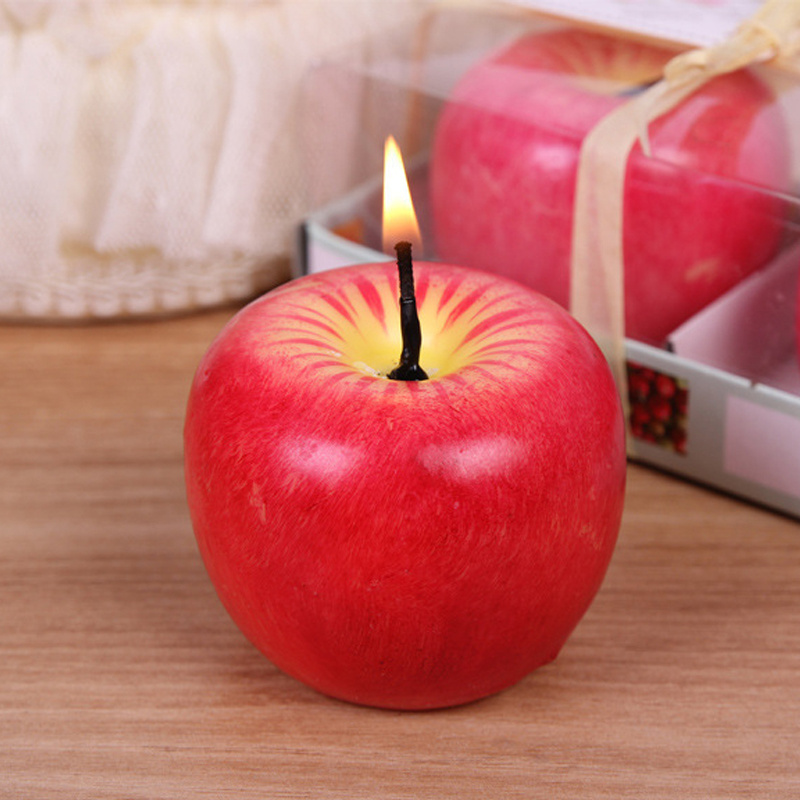 Christmas Red Apple Paraffin Wax Candle for Home Decor,  Apple Shape Candle with Separated Package For Christmas