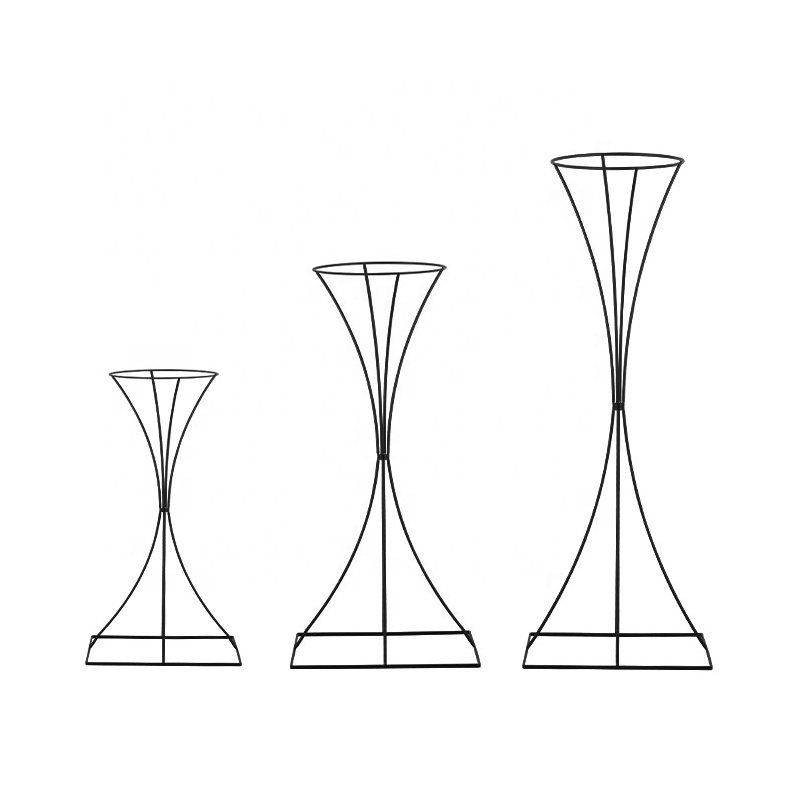 Customize Tall Floor Vase Geometric Wedding Centerpieces for Tables,  Metal Floor Vase Black Flower Stand for Wedding