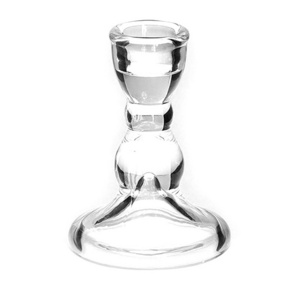 Clear Candle Holders for Candlesticks, Crystal Transparent Glass Classic Nordic Taper Candle Holder For Wedding Party Home Spa