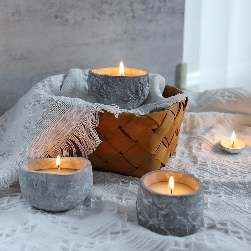 Cement Concrete Stone Design Candle Jar For Candle Making, Wholesale Custom Empty Nordic Concrete Frosted Candle Jars