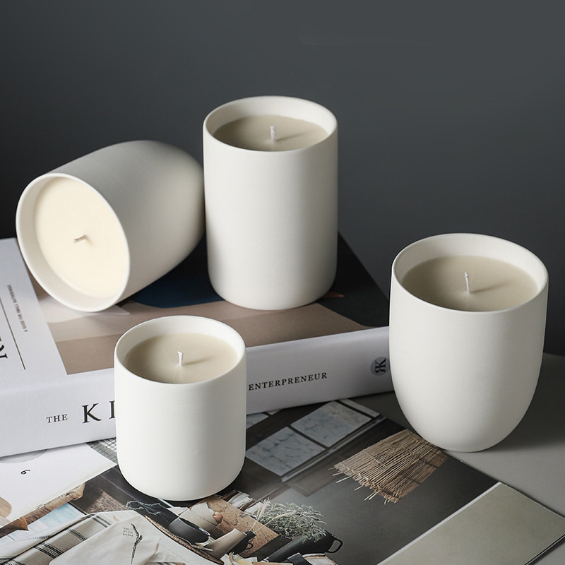 Wholesales Decorative Matte White Candle Making Ceramic Jar, Customize Logo Classical Ceramic Candle Jar For Candle Marking