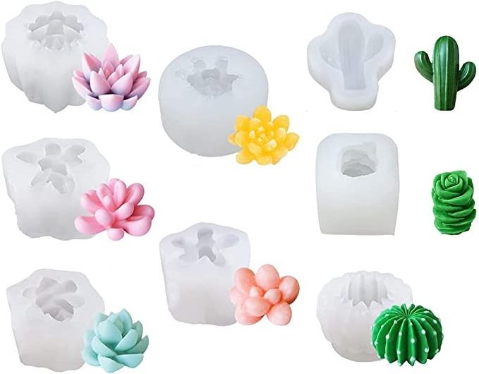 3D Cactus Succulents Silicone Scented Candle Mold For DIY Handmade Soap,  Silicone Candle Succulent Molds For Cake Decorating