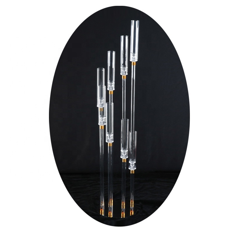 Clear 9 Arms Acrylic LED Candle Holder Candelabra Centerpiece, 3 Arms Candle Holder Pillar Taper Candlesticks with Acrylic shade