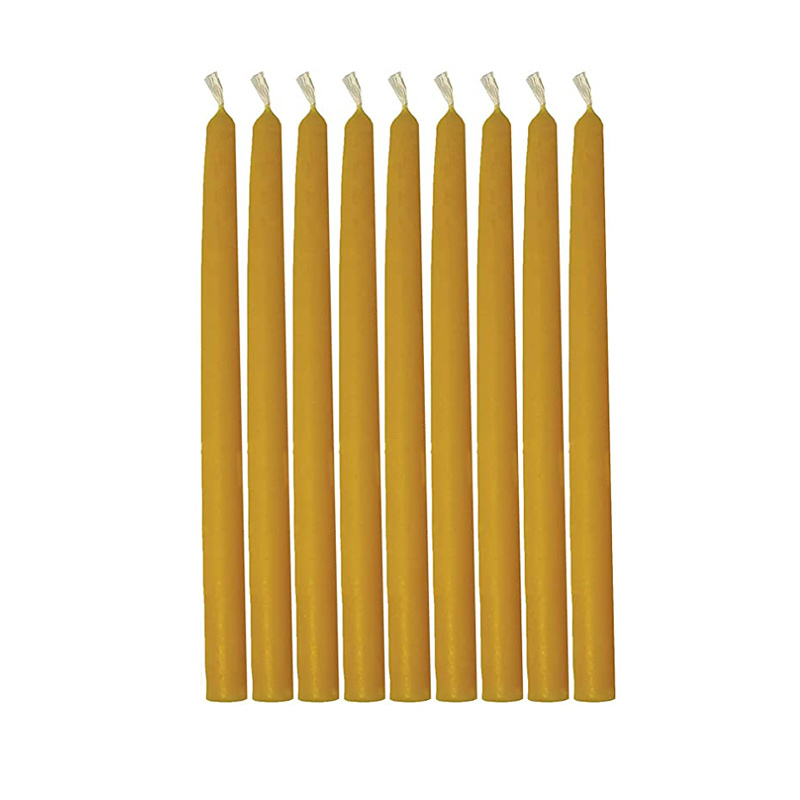 Unscented  Long Lasting Burning Natural Beeswax Taper Candles, Handmade Smokeless Light Honey Scent Beeswax Pillar Candles