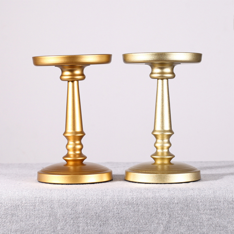 Large Modern Set of 3 Matte Tall Candle Holder For Table Wedding Party, Gold Metal Pillar Candle Stand For Fireplace Home Decor