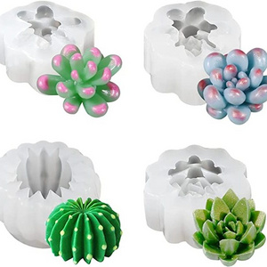 3D Cactus Succulents Silicone Scented Candle Mold For DIY Handmade Soap,  Silicone Candle Succulent Molds For Cake Decorating