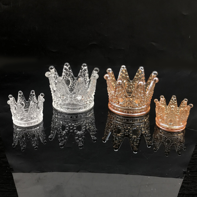 Crown Glass Crystal Tealight Candle Holders, Jewelry Storage Tray Glass Tealight Candle Holders for Table Centerpieces Wedding